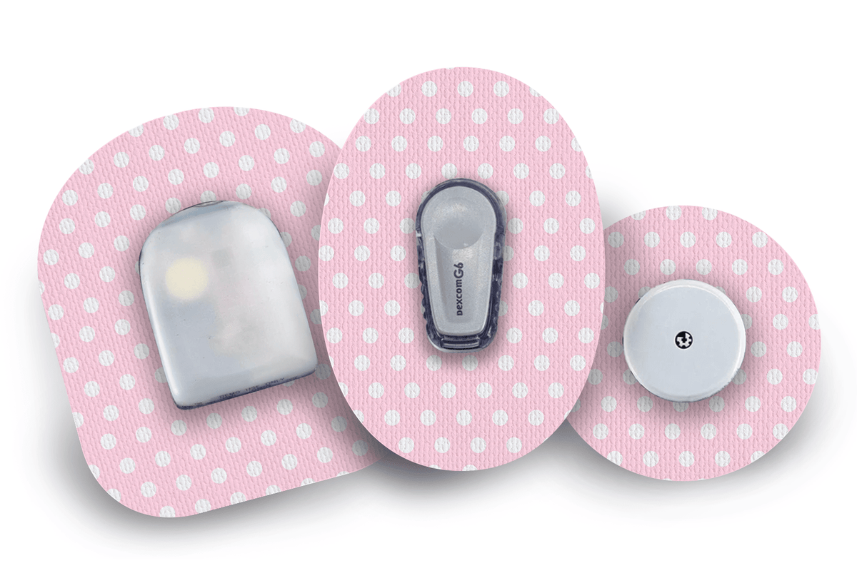 Pink Polka Dot Patch for Freestyle Libre 2 diabetes supplies and insulin pumps