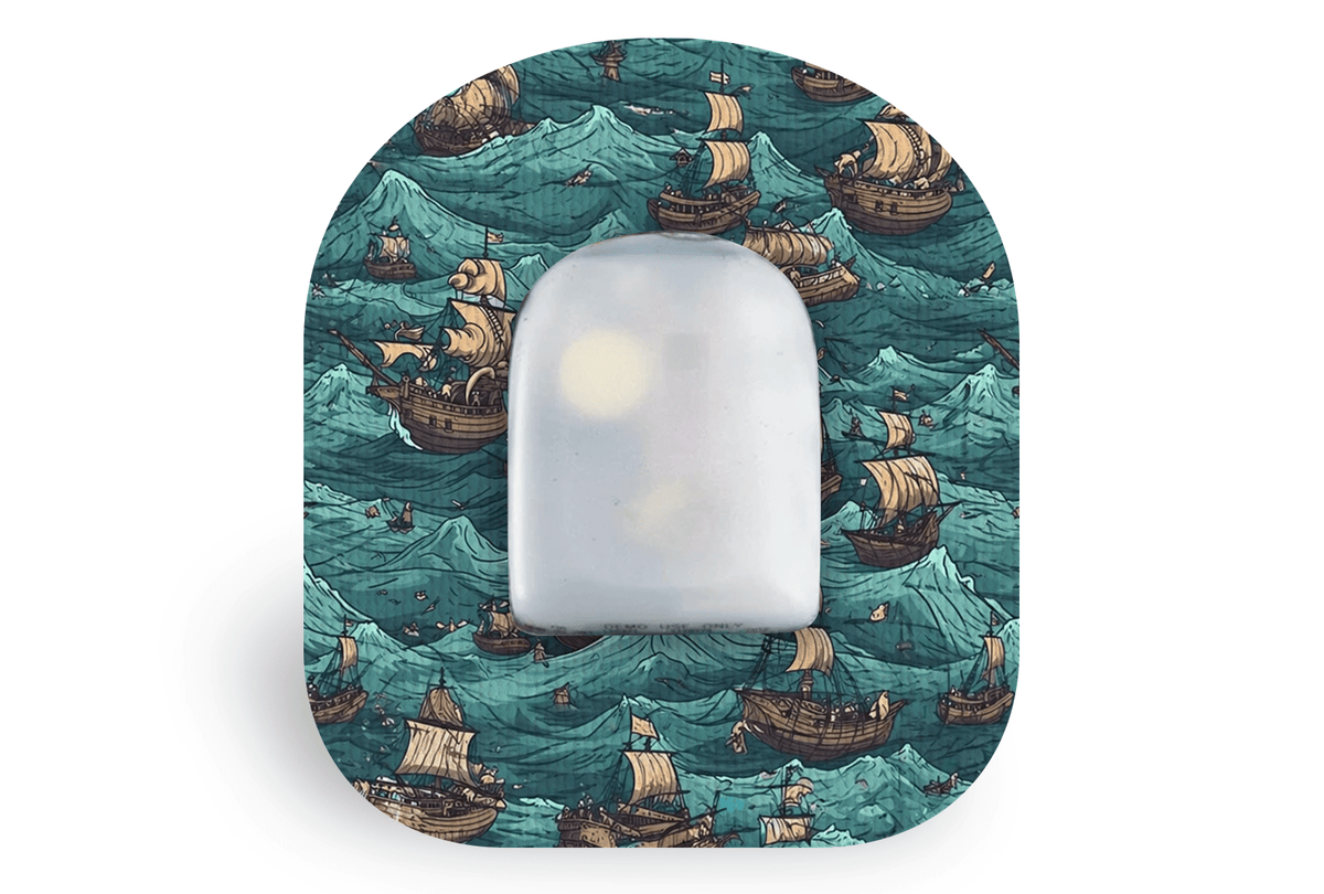 Pirate Ships Patch - For Omnipod® for Single diabetes supplies and insulin pumps