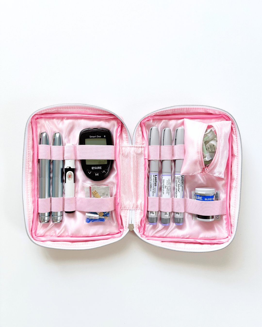 Pretty in Pink T1D Essentials Bag for diabetes supplies and insulin pumps