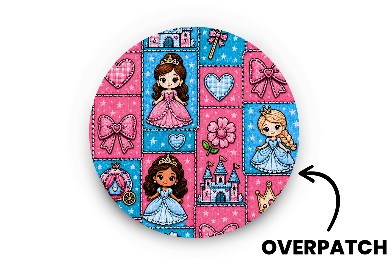 Princess Patchwork Patch - Overpatches for Single diabetes supplies and insulin pumps