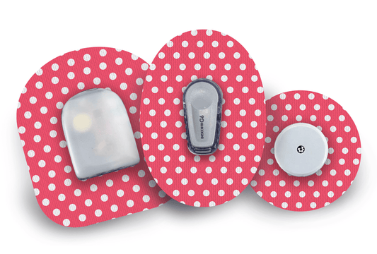 Red Polka Dot Patch for Freestyle Libre diabetes supplies and insulin pumps