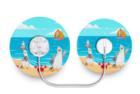 Seaside Seagulls Patch - Tru - Steel for Single diabetes supplies and insulin pumps