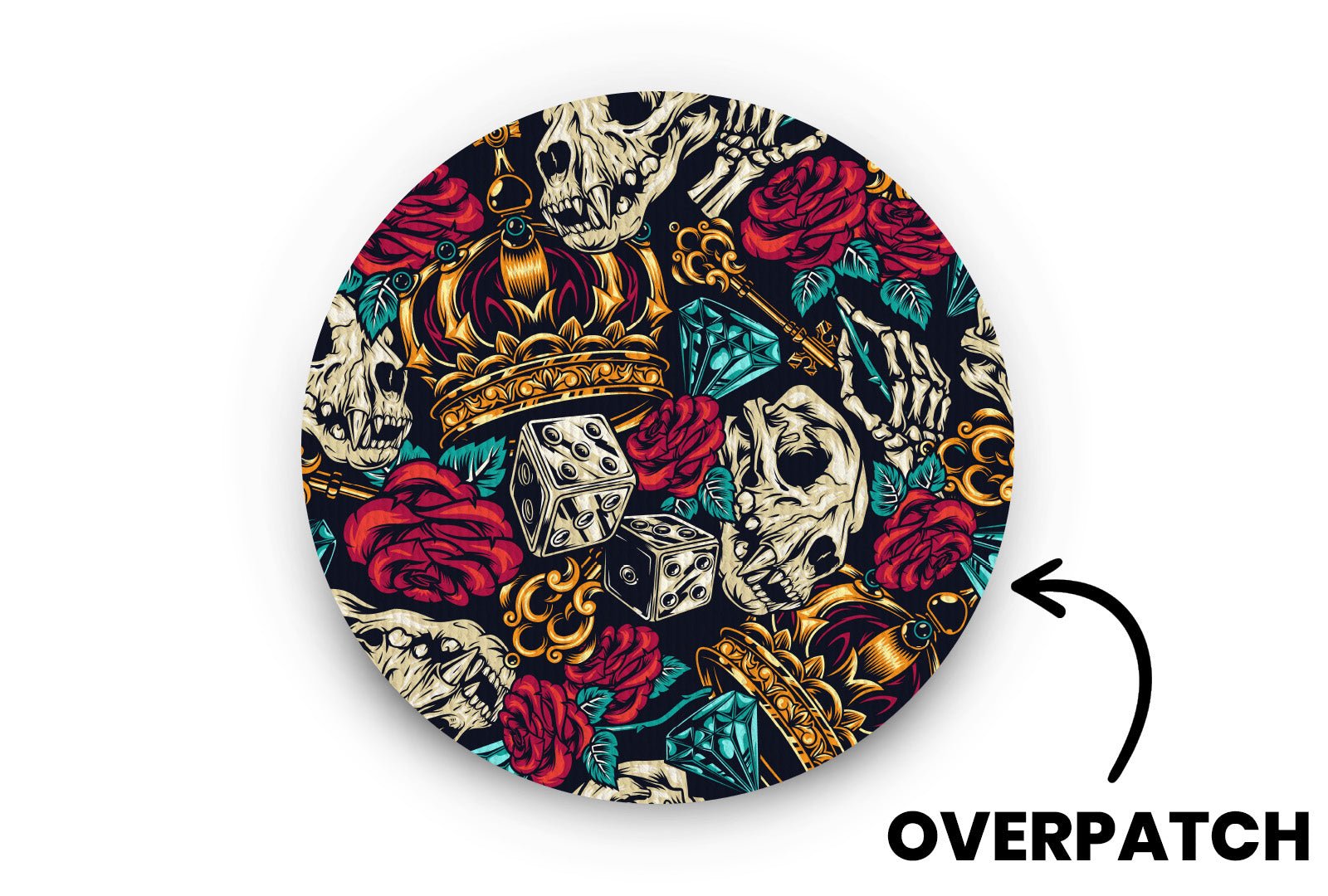Skulls & Roses Patch - Overpatches for Single diabetes supplies and insulin pumps