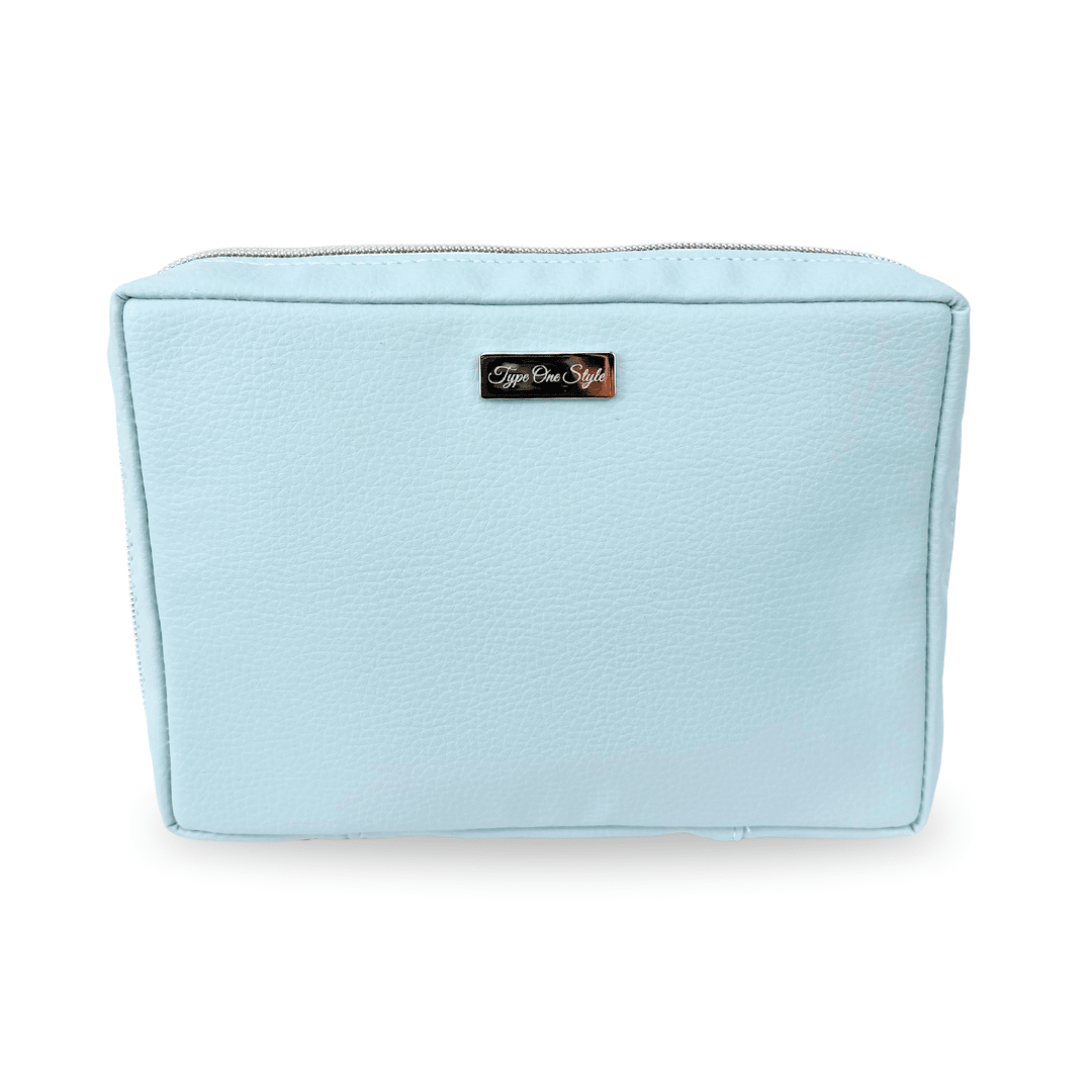 Sky Blue Luxury T1D Essentials Bag for diabetes supplies and insulin pumps