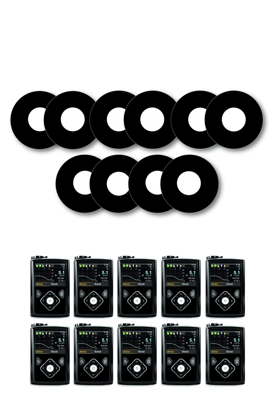 All Black Patches Matching Set for Freestyle Libre diabetes CGMs and insulin pumps