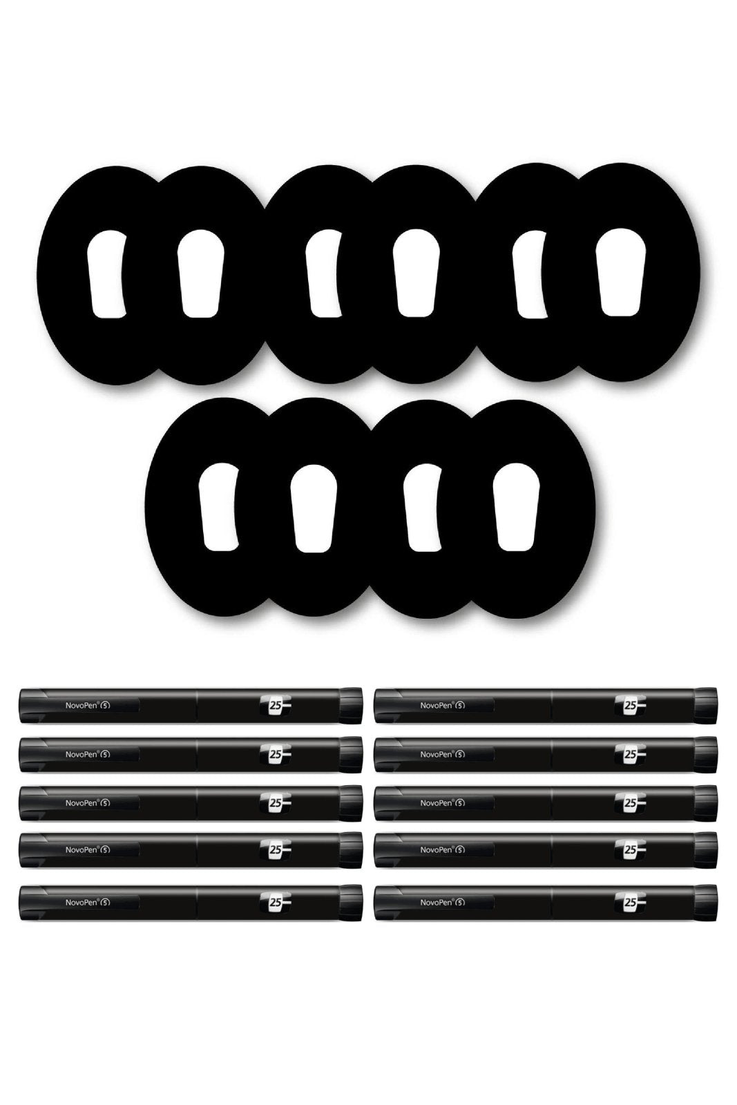 All Black Patches Matching Set for Dexcom G6 diabetes CGMs and insulin pumps