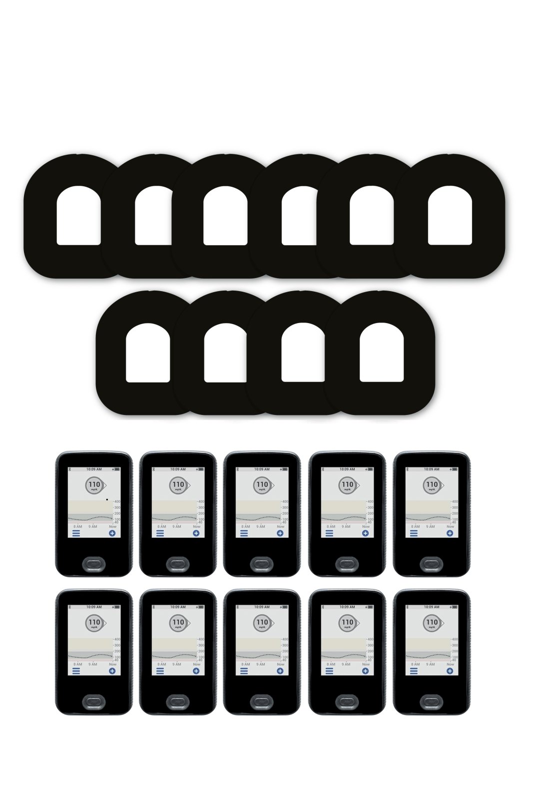 All Black Patches Matching Set for Omnipod diabetes CGMs and insulin pumps