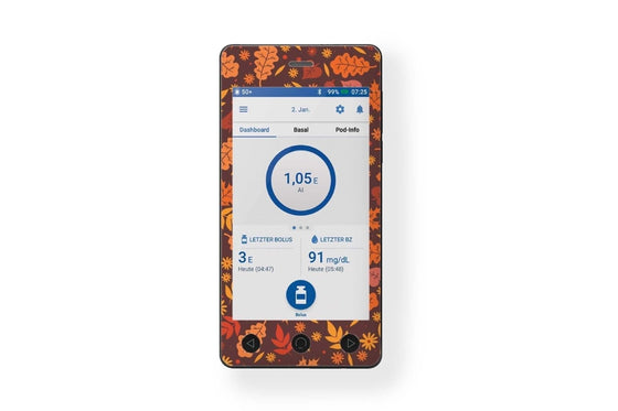 Autumn Leaves Sticker - Omnipod Dash PDM for diabetes CGMs and insulin pumps
