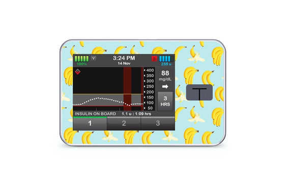 Bananas Sticker for T-Slim diabetes CGMs and insulin pumps