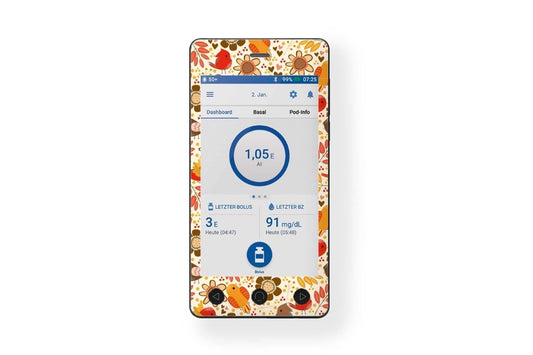 Birds and Flowers Sticker - Omnipod Dash PDM for diabetes CGMs and insulin pumps