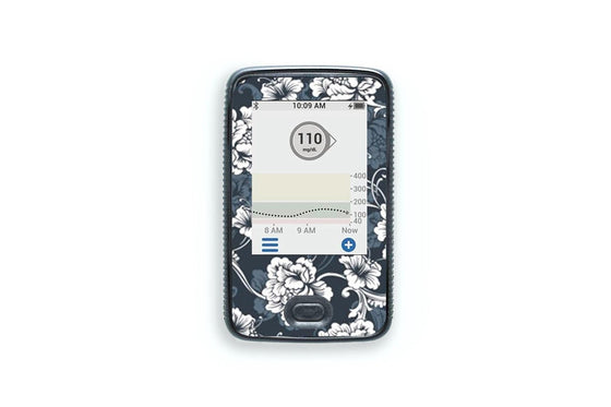 Black Flowers Sticker - Dexcom Receiver for diabetes CGMs and insulin pumps