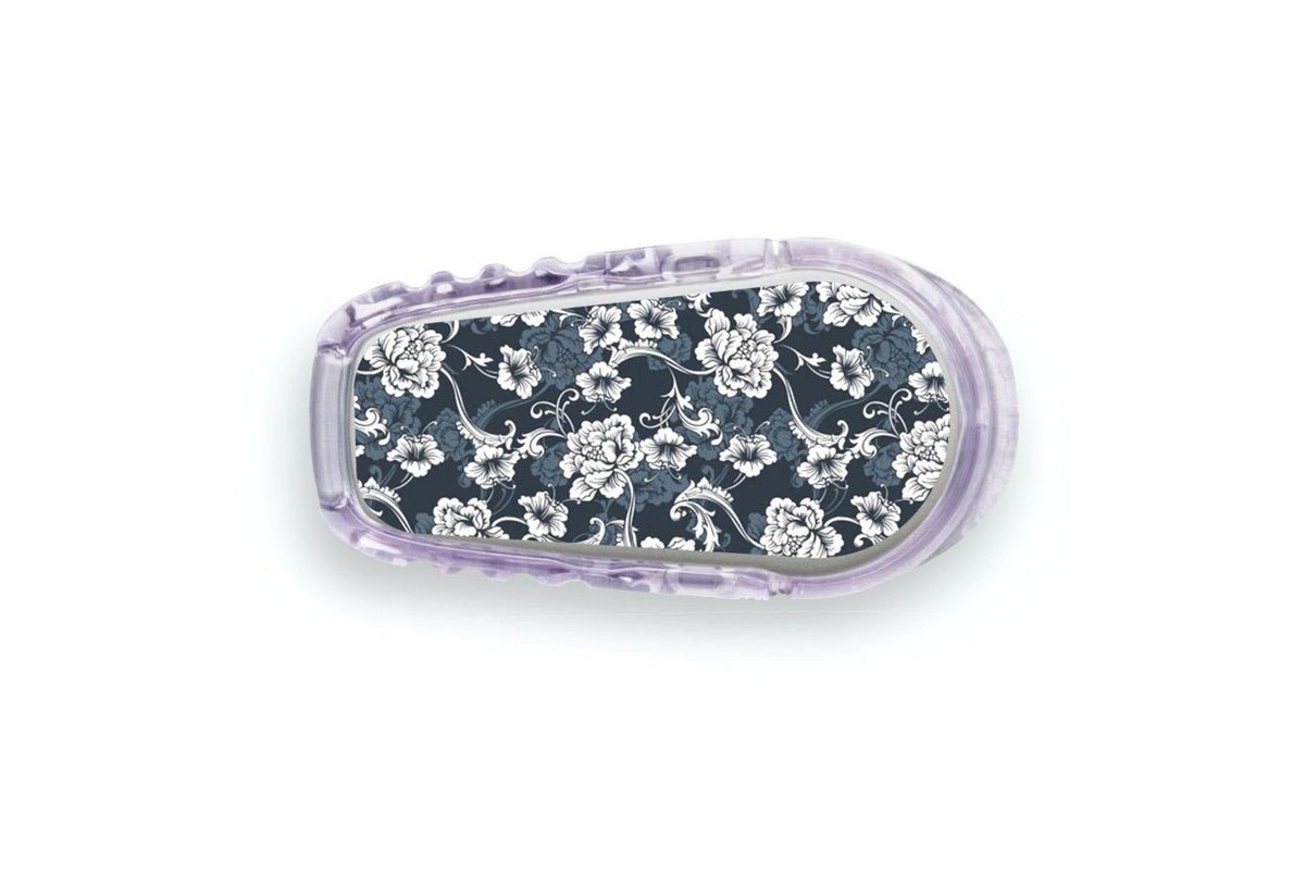 Black Flowers Sticker - Dexcom G6 / One Sensor for diabetes CGMs and insulin pumps
