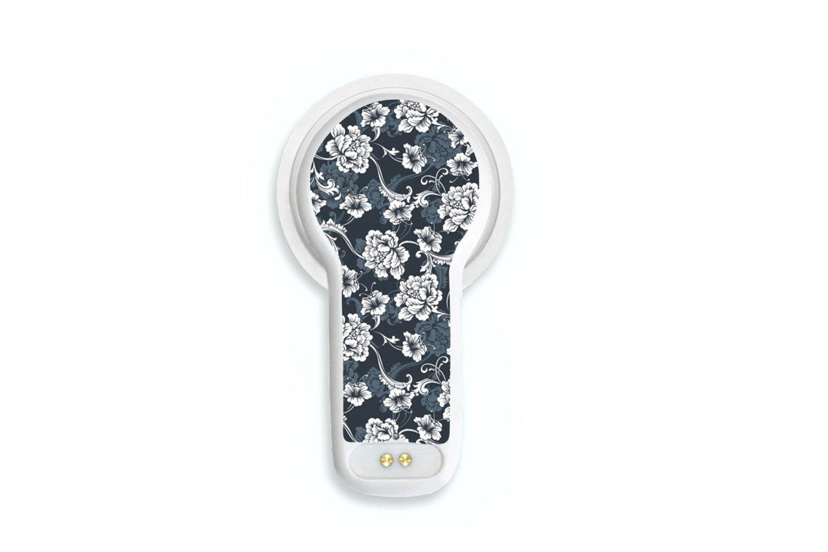 Black Flowers Sticker - MiaoMiao2 for diabetes CGMs and insulin pumps