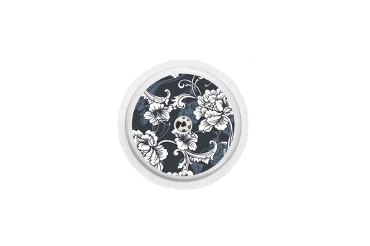 Black Flowers Sticker for Freestyle Libre 1, 2, or 2+ diabetes CGMs and insulin pumps