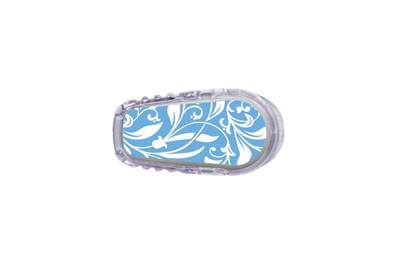 Blue and White Flowers Sticker for Dexcom Transmitter diabetes CGMs and insulin pumps
