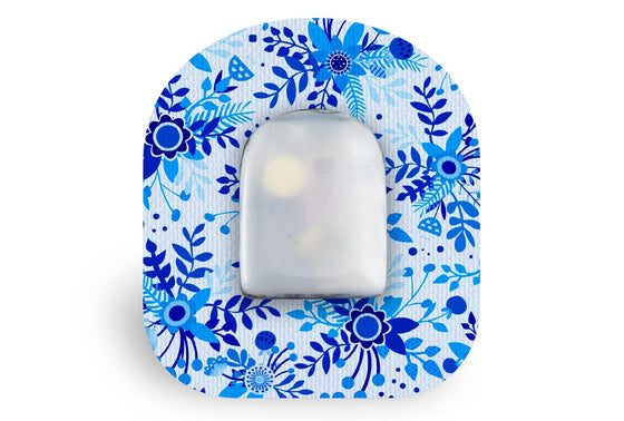 Bright Blue Bloom Patch for Omnipod diabetes CGMs and insulin pumps