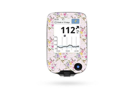 Bright Pink Flowers Sticker - Libre Reader for diabetes CGMs and insulin pumps