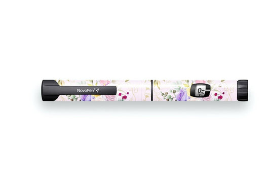 Bright Pink Flowers Sticker - Novopen for diabetes CGMs and insulin pumps
