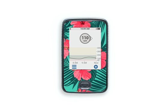 Bright Red Flowers Sticker - Dexcom G6 Receiver for diabetes CGMs and insulin pumps
