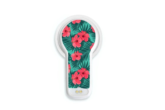 Bright Red Flowers Sticker for MiaoMiao2 diabetes CGMs and insulin pumps