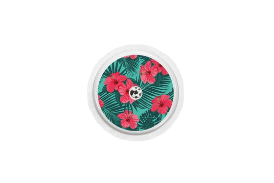 Bright Red Flowers Sticker for Libre 2 diabetes CGMs and insulin pumps