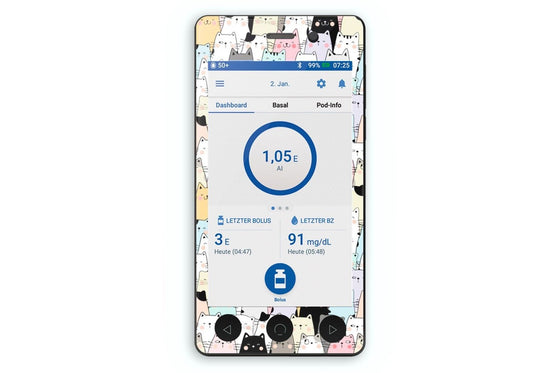 Cat Sticker - Omnipod Dash PDM for diabetes CGMs and insulin pumps