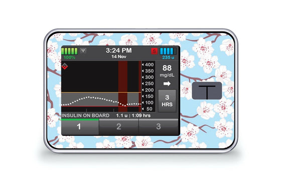 Cherry Blossom Sticker for T-Slim diabetes CGMs and insulin pumps