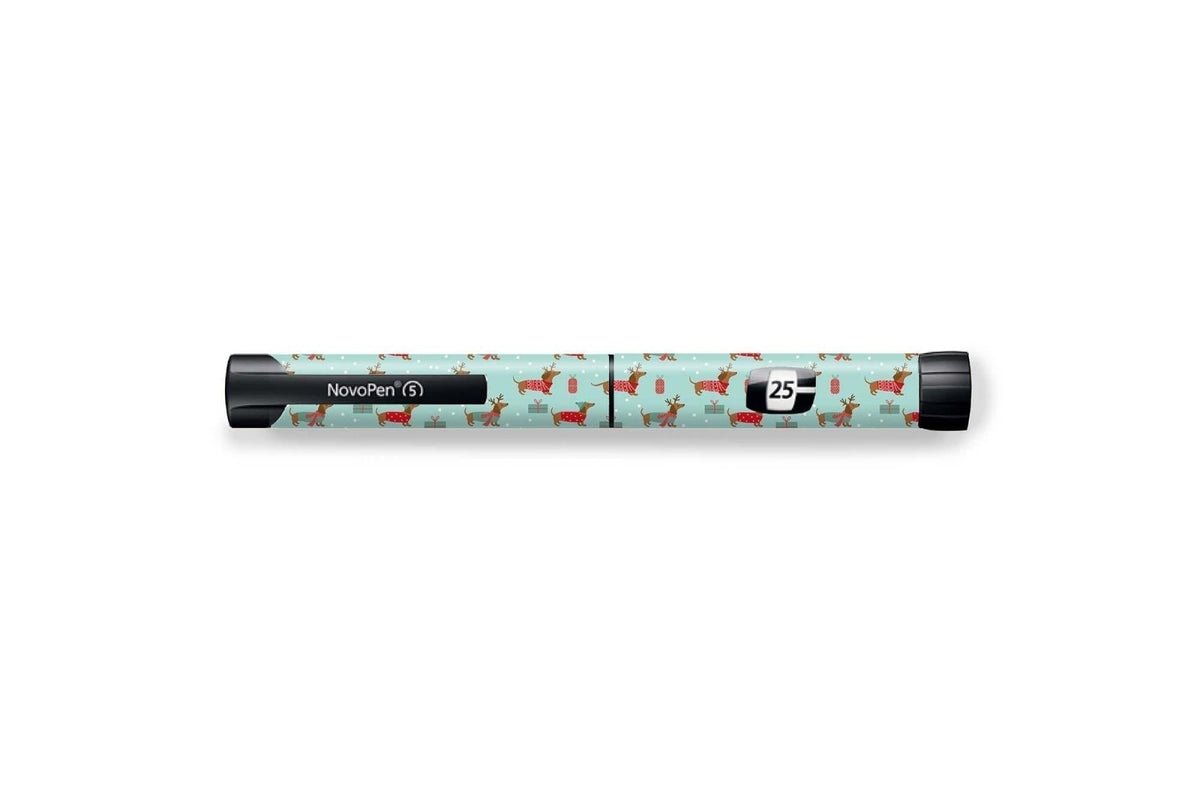 Christmas Puppy Sticker - Novopen for diabetes CGMs and insulin pumps