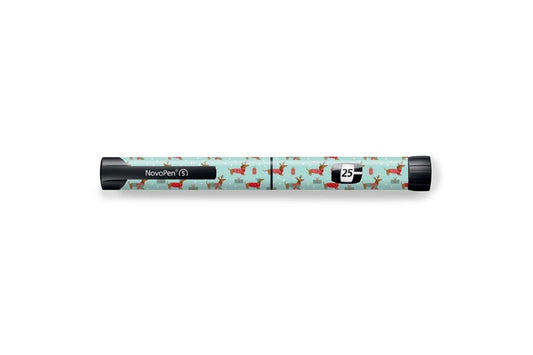 Christmas Puppy Sticker - Novopen for diabetes CGMs and insulin pumps