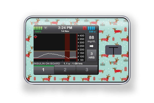 Christmas Puppy Sticker - T-Slim for diabetes CGMs and insulin pumps
