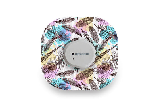 Colourful Feathers Patch - Dexcom G7 for Single diabetes CGMs and insulin pumps