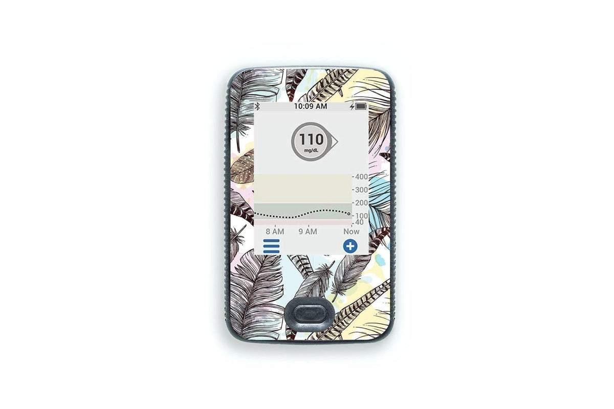 Colourful Feathers Sticker - Dexcom G6 / One Receiver for diabetes CGMs and insulin pumps