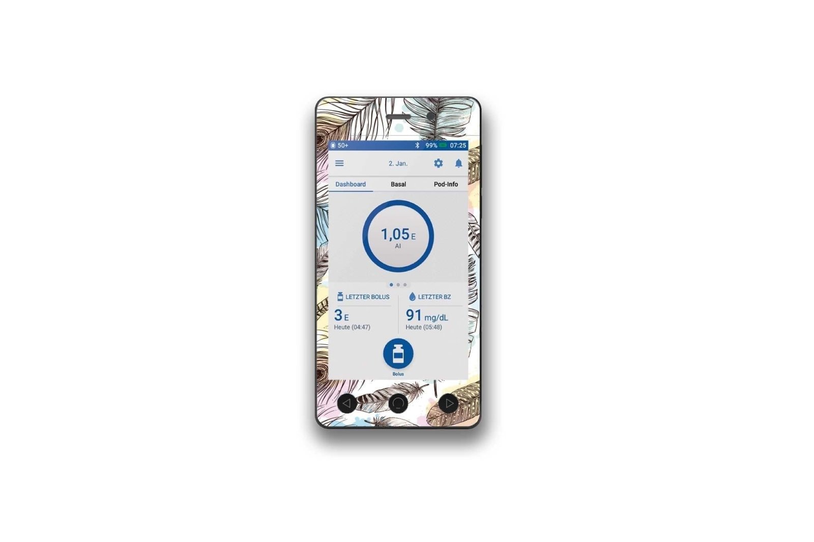 Colourful Feathers Sticker for Omnipod Dash PDM diabetes CGMs and insulin pumps