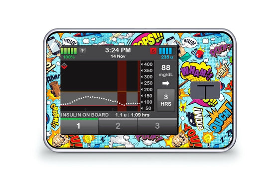 Comic Sticker for T-Slim diabetes CGMs and insulin pumps