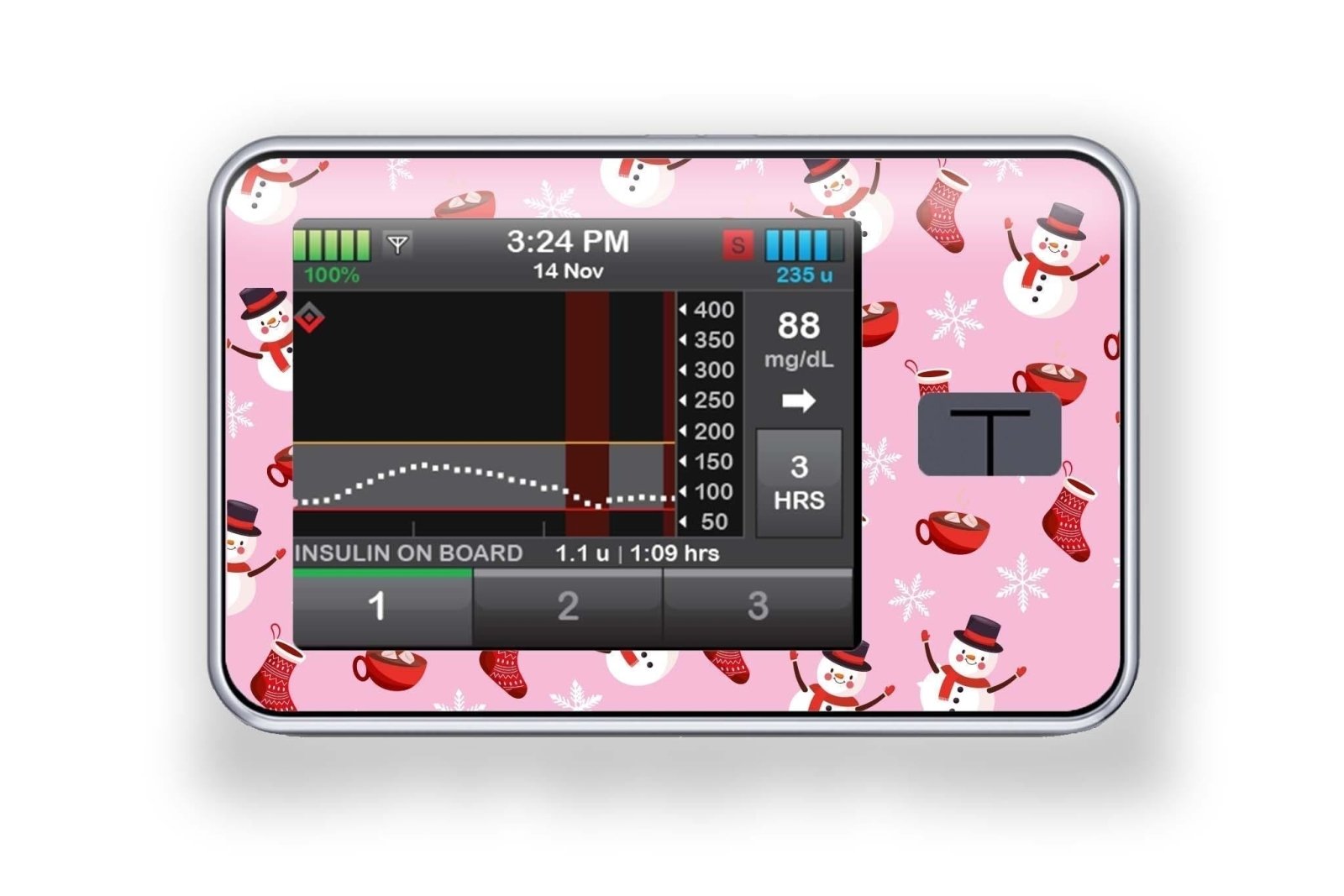 Cosy Christmas Sticker - T-Slim for diabetes CGMs and insulin pumps