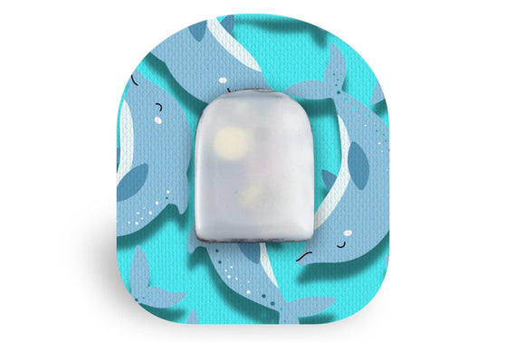 Dashing Dolphins Patch - Omnipod for Single diabetes CGMs and insulin pumps
