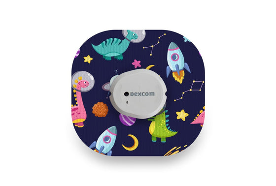 Dinosaurs in Space Patch for Dexcom G7 diabetes CGMs and insulin pumps