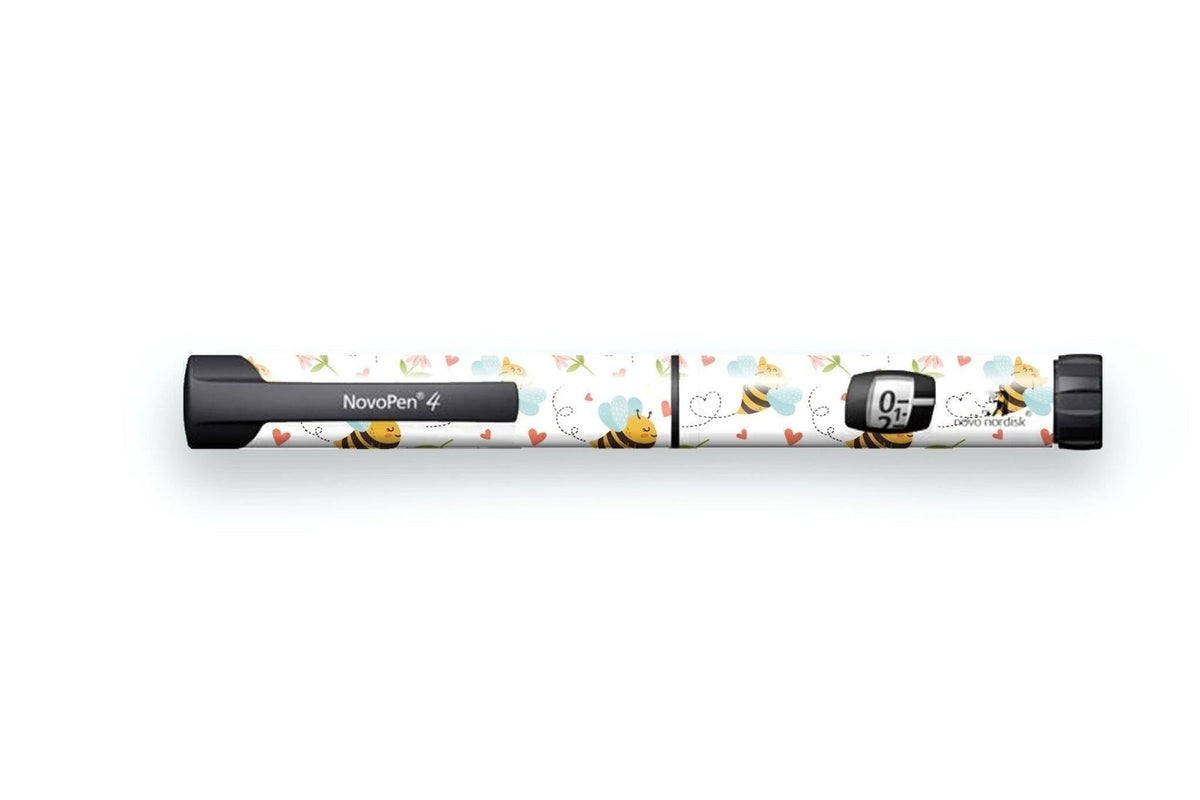 Don't Worry Bee Happy Sticker - Novopen for diabetes CGMs and insulin pumps