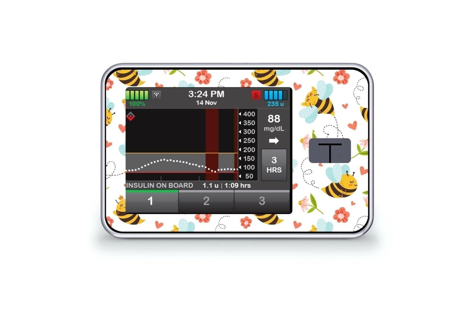 Don't Worry Bee Happy Sticker - T-Slim for diabetes CGMs and insulin pumps