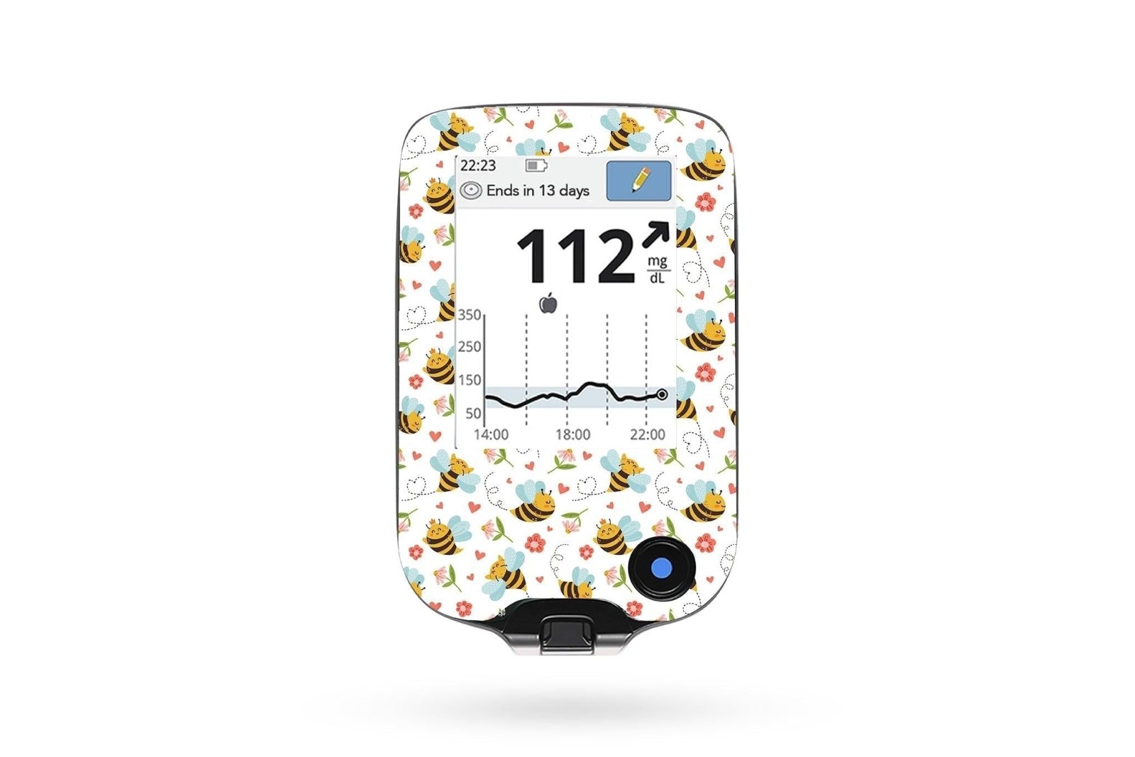 Don't Worry Bee Happy Sticker for Freestyle Libre Reader diabetes CGMs and insulin pumps