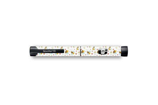 Don't Worry Bee Happy Sticker for Novopen 4, 5, 6, or Echo diabetes CGMs and insulin pumps