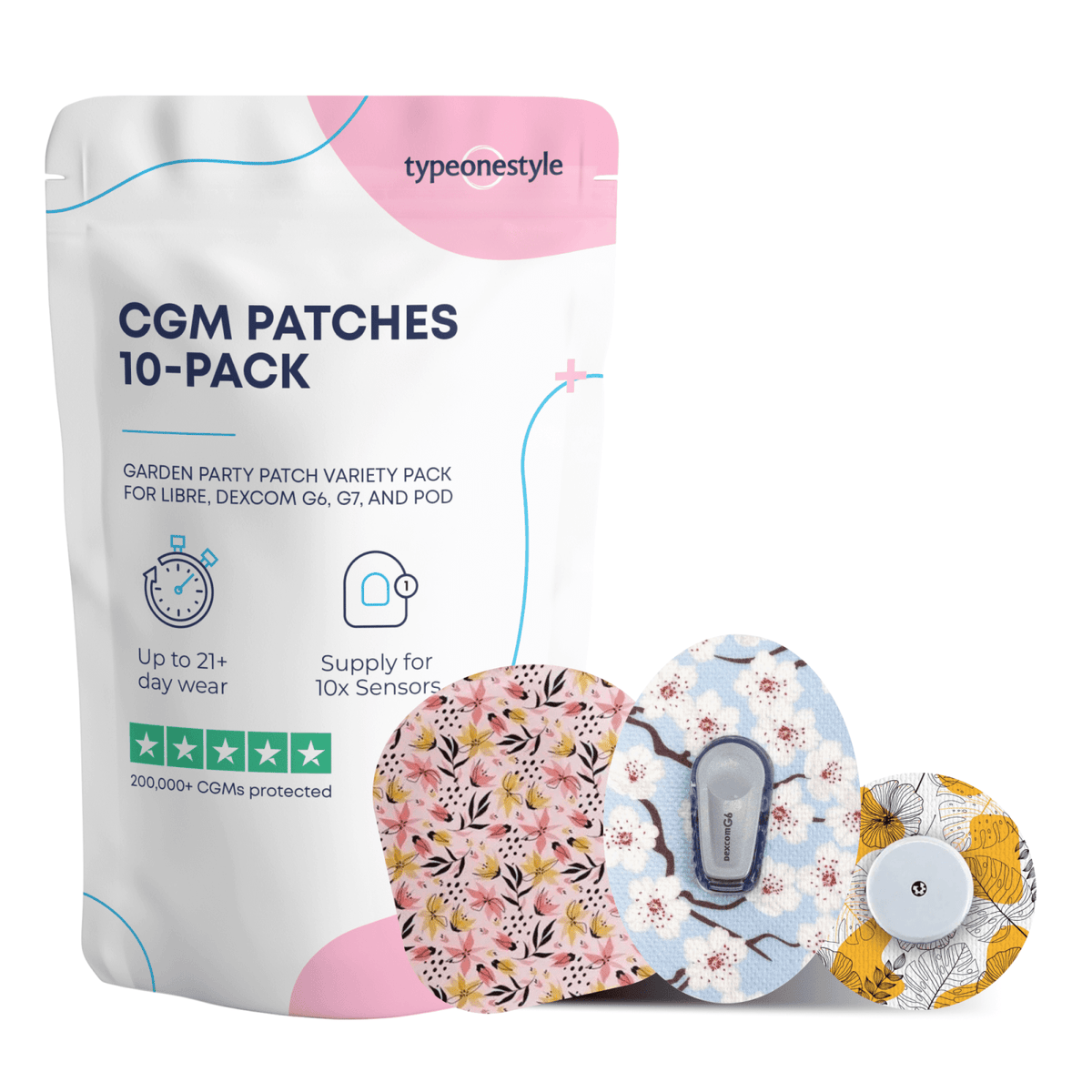 Essential Variety 10er-Pack – Omnipod 4 & 5 für „Garden Party“-Diabetesbedarf und Insulinpumpen
