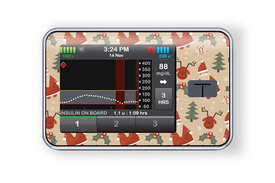 Father Christmas Stickers for T-Slim diabetes CGMs and insulin pumps