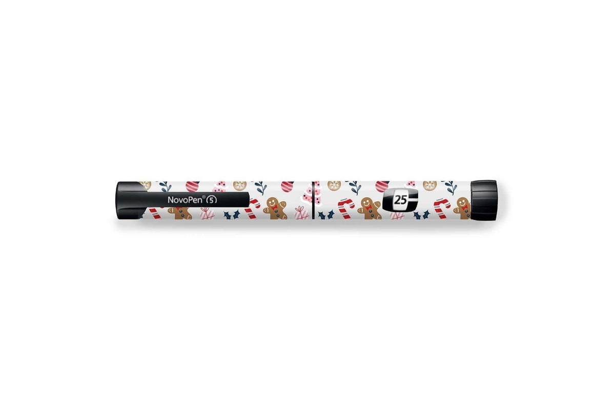 Festive Fun Stickers for Novopen 4, 5, 6, or Echo diabetes CGMs and insulin pumps