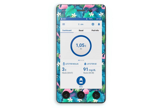 Flamingo Sticker - Omnipod Dash PDM for diabetes CGMs and insulin pumps