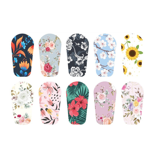 Floral Sticker Sheet for Single Sheet diabetes CGMs and insulin pumps