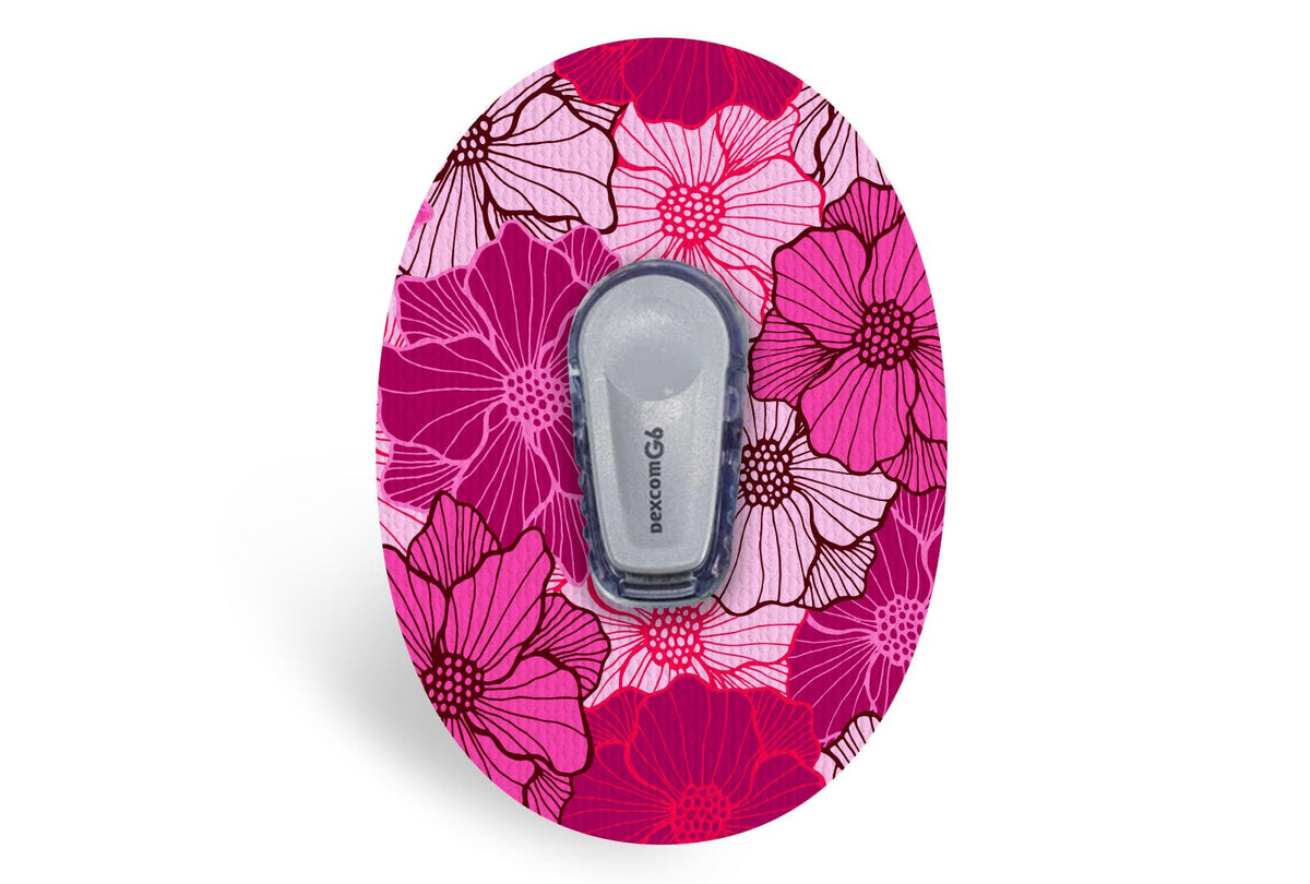 Fuchsia Florals Patch - Dexcom G6 / One for Single diabetes supplies and insulin pumps