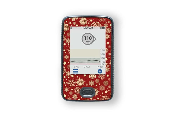 Golden Snowflakes Stickers for Dexcom Receiver diabetes CGMs and insulin pumps