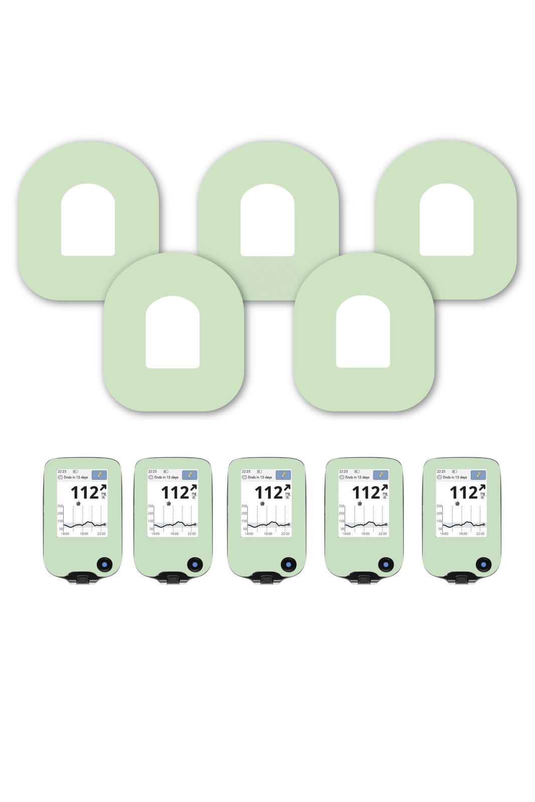 Green Pastel Patches Matching Set for Omnipod diabetes CGMs and insulin pumps