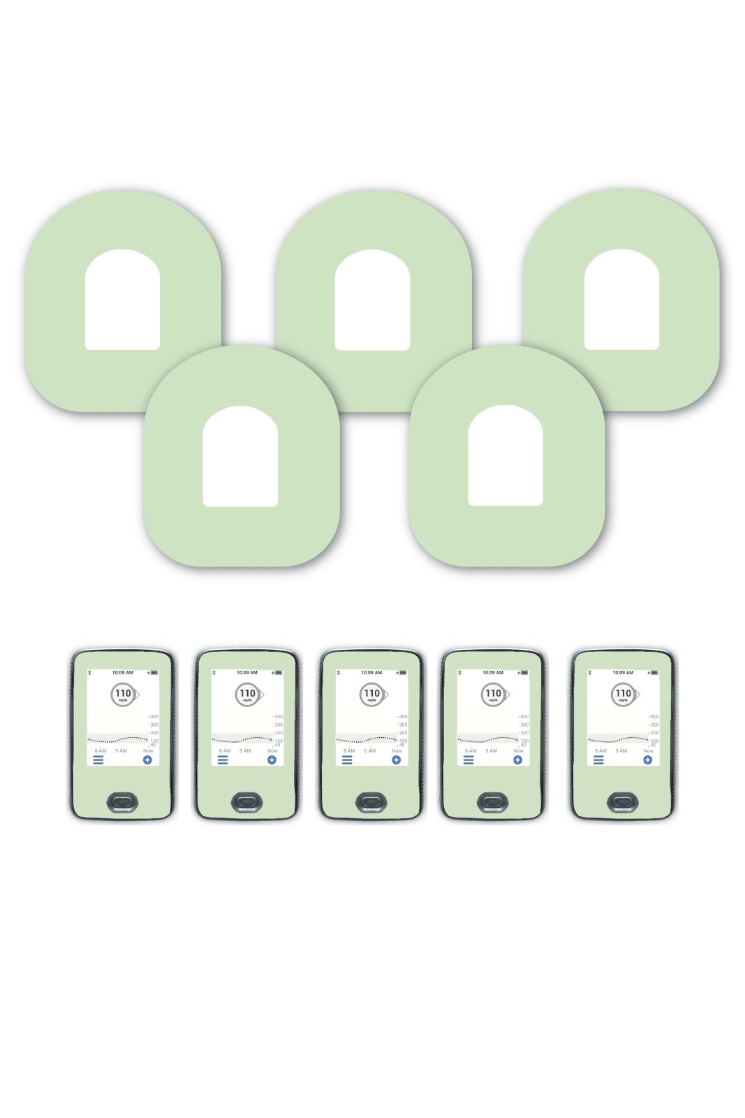 Green Pastel Patches Matching Set for Omnipod diabetes CGMs and insulin pumps